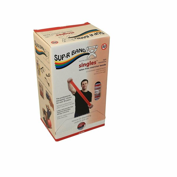 Sup-R Band 5 ft. Latex-Free Singles Dispenser, Red 30PK 1633640